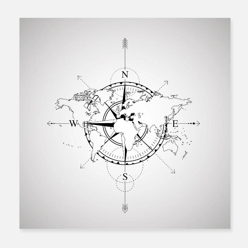 boussole Poster 20 x 20 cm