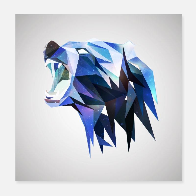 Affiche géométrique ours - Poster 20 x 20 cm - blanc