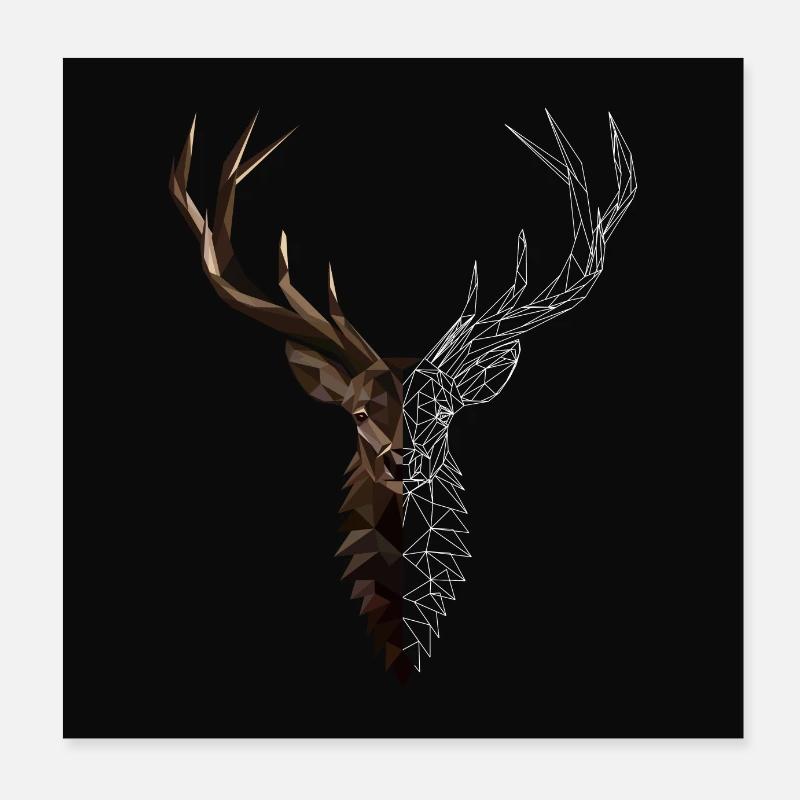 Low Poly Art Hirsch - Geschenkidee Poster 20x20 cm