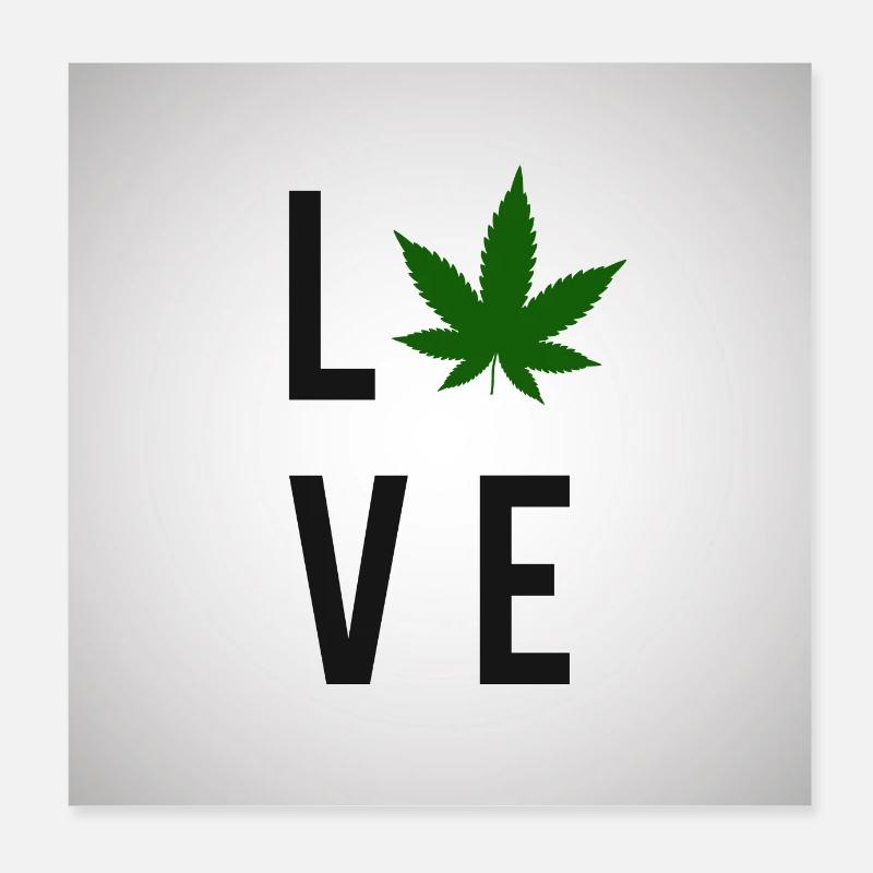 Cannabis Chanvre Feuilles de marijuana - Poster 20 x 20 cm - blanc