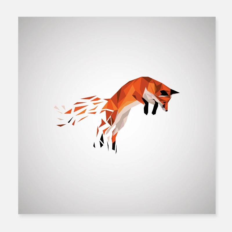 Fuchs - Poster 20x20 cm - Weiß