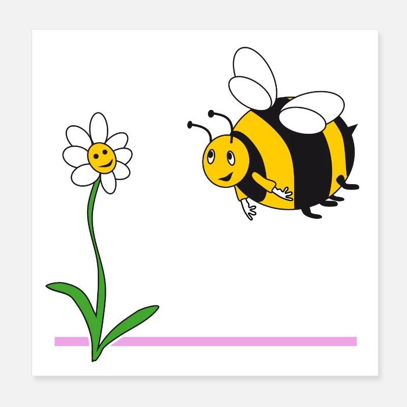 Bumblebee and flower Poster 8" x 8" (20x20 cm)