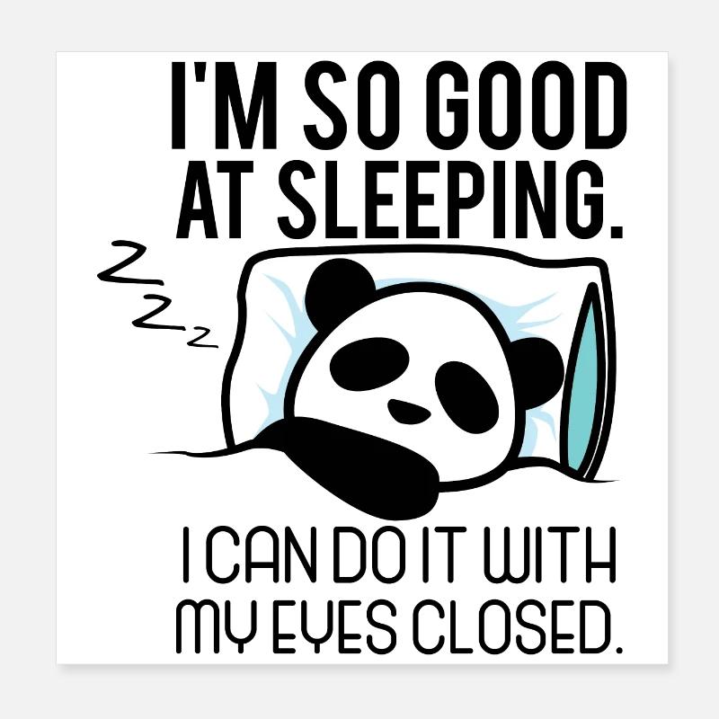 Panda master chilling in sleeping bed sleepyhead Poster 8" x 8" (20x20 cm)