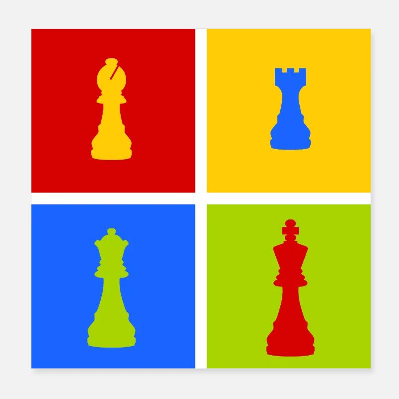 pièces d'échecs colorées Poster 20 x 20 cm