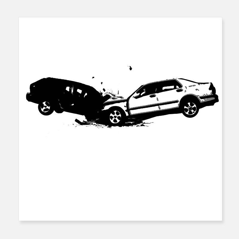 Autounfall Wrack Poster 20x20 cm