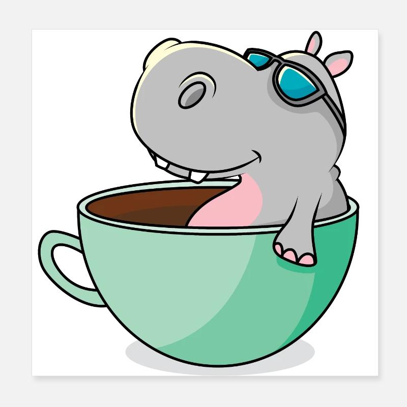 Hippo se refroidit dans sa tasse pour se rafraîchir Poster 20 x 20 cm