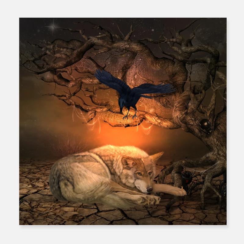 Loup génial Poster 20 x 20 cm