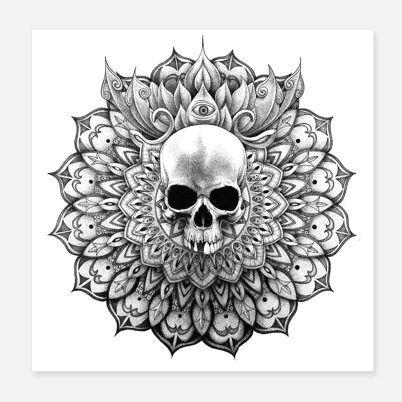 Rosace tête de mort Poster 20 x 20 cm