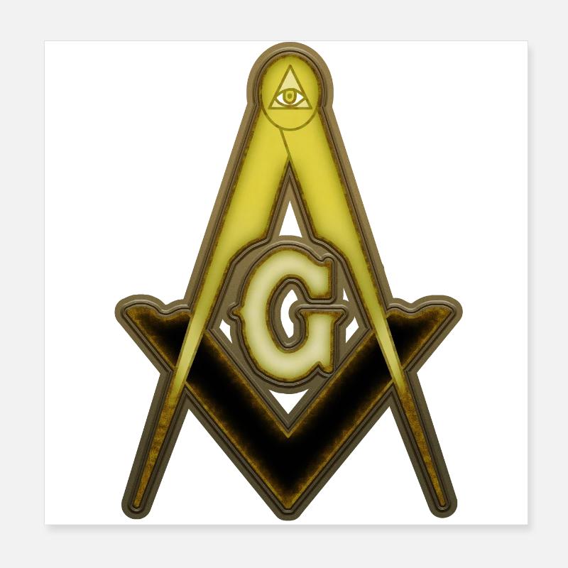 Freemason Compass Gold Rust Poster 8" x 8" (20x20 cm)