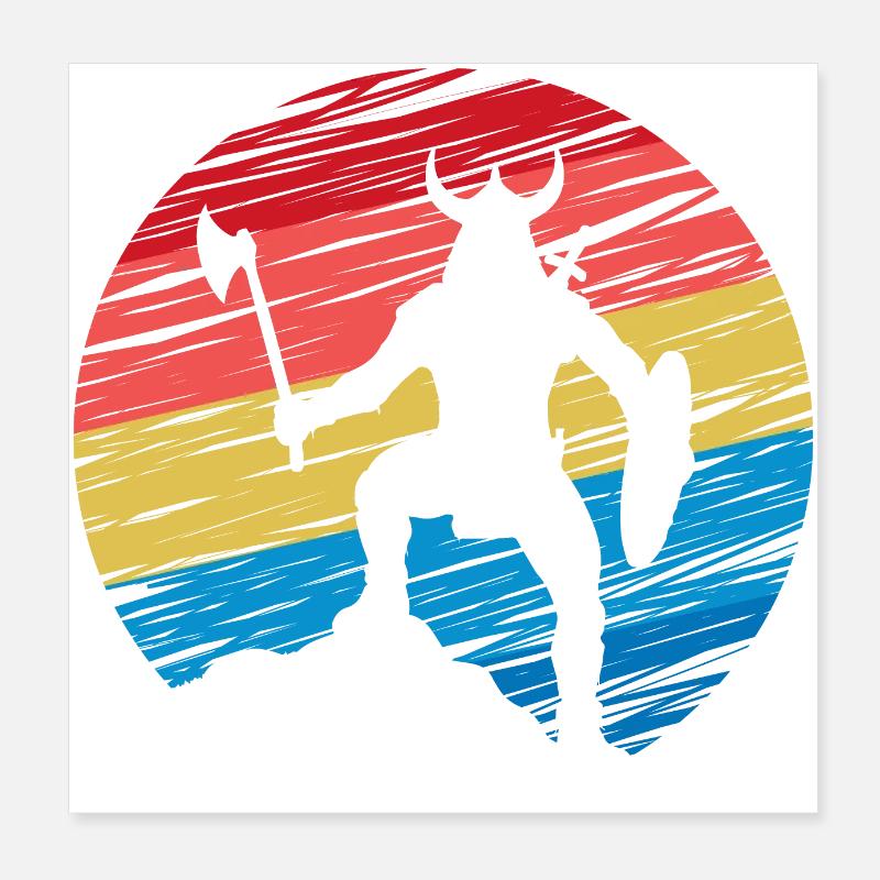 Fearless warrior fighting Viking Middle Ages Poster 8" x 8" (20x20 cm)