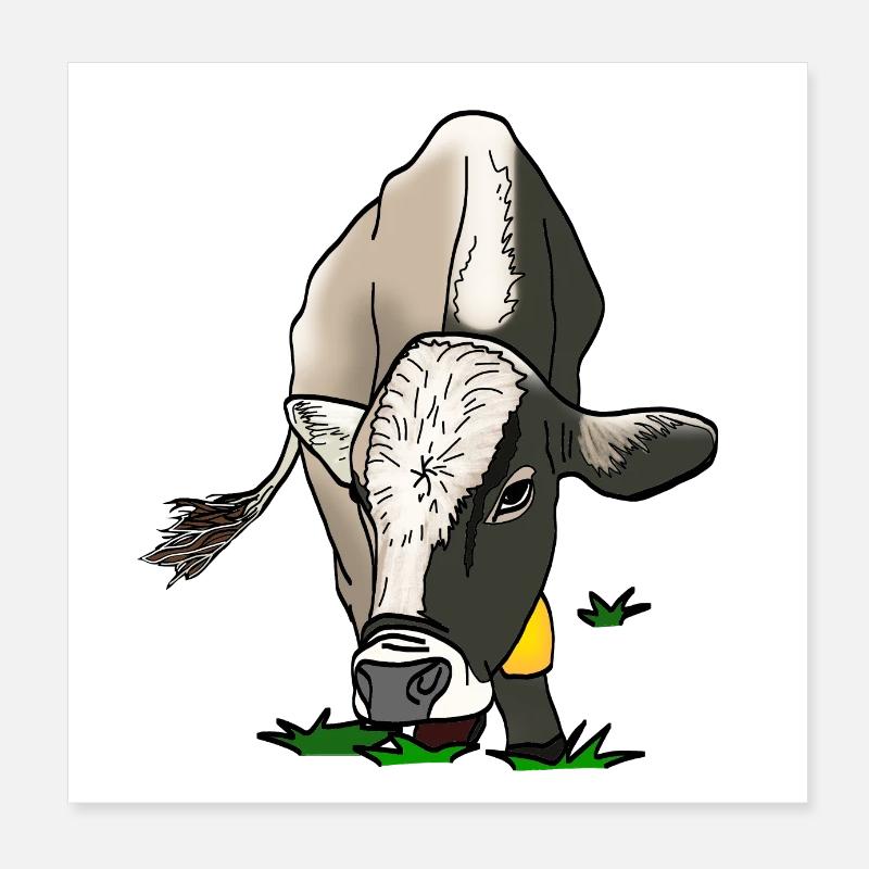 grazing cow Poster 8" x 8" (20x20 cm)