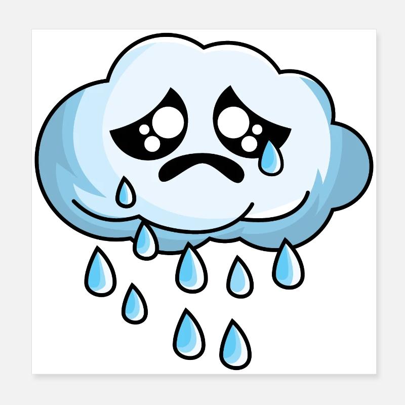 Nuage triste avec pluie Poster 20 x 20 cm