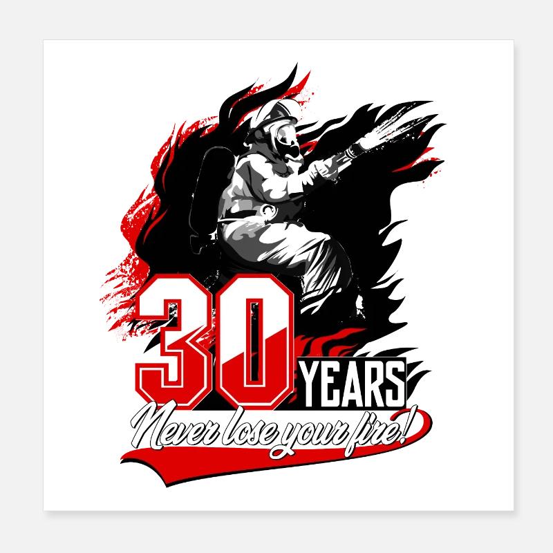 Firefighter - 30th Birthday Poster 8" x 8" (20x20 cm)