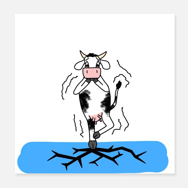 Vache sur la glace Poster 20 x 20 cm