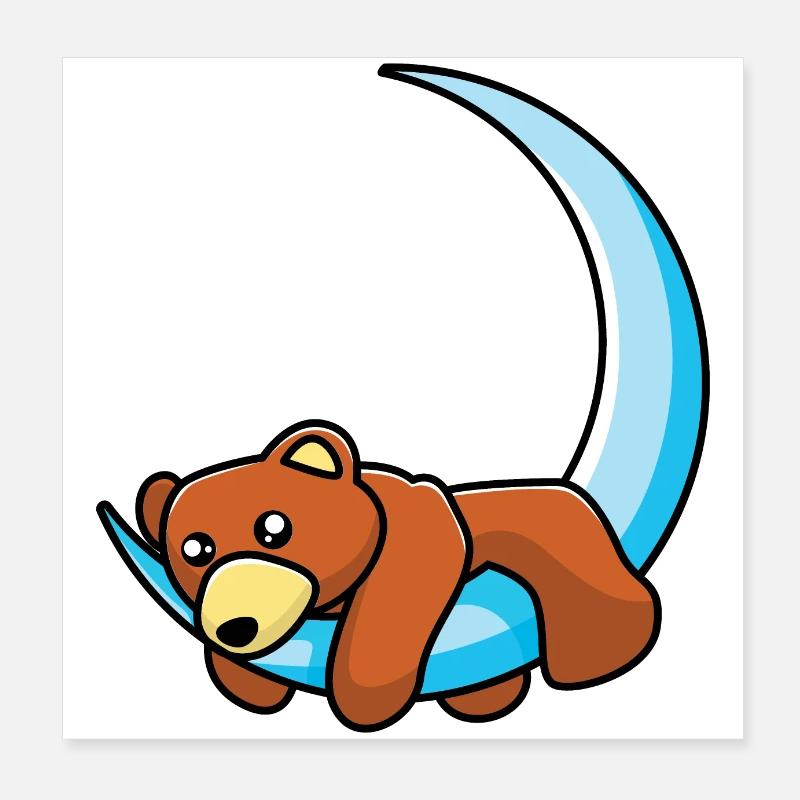 The bear in the moon Poster 8" x 8" (20x20 cm)
