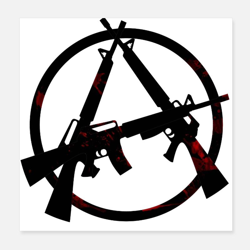 machine gun anarchy, anarchy, anarchist Poster 8" x 8" (20x20 cm)