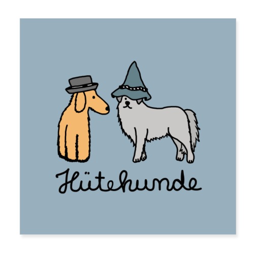 Hütehunde Poster - Hunde mit Hut - Poster 20x20 cm