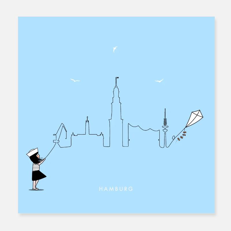 Hamburg Skyline Poster 20x20 cm