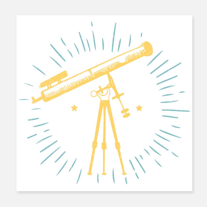 Idée cadeau télescope rétro astronomie Poster 20 x 20 cm