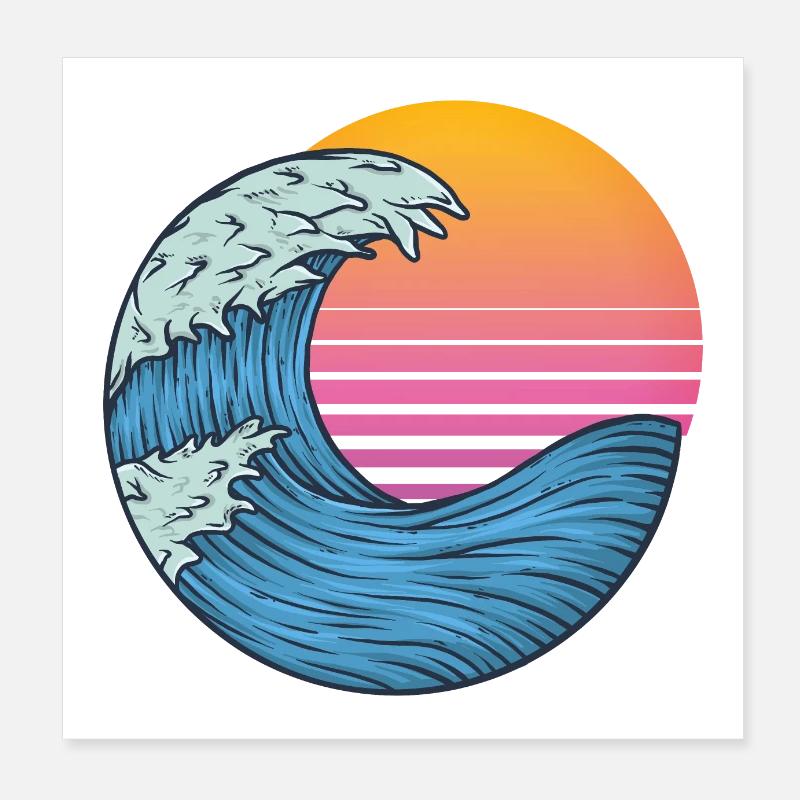Welle mit Sonne Poster 20x20 cm