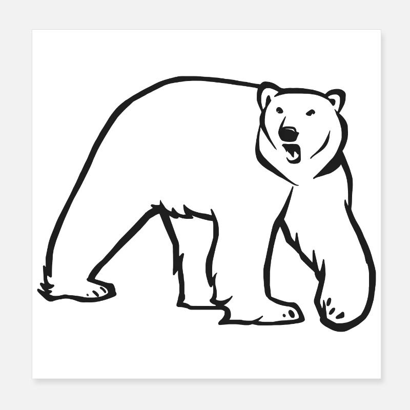 Ours Polaire - Version Simple - Poster 20 x 20 cm - blanc
