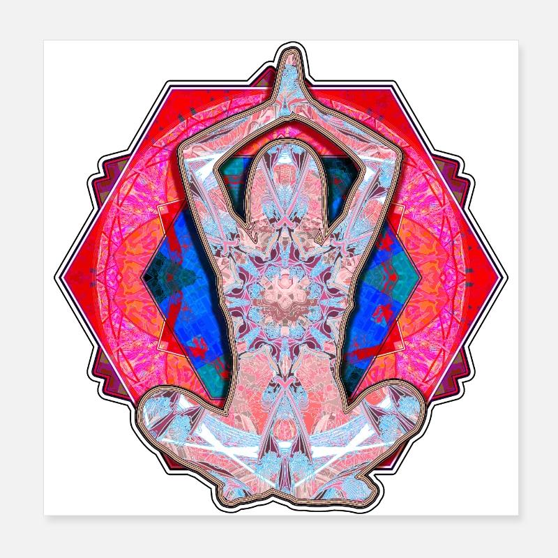 Yoga Patterns Red And Blue Poster 8" x 8" (20x20 cm)