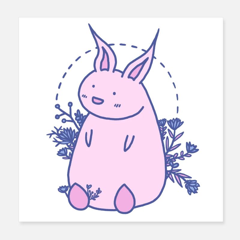Süßer Blumen Hase Ostern Poster 20x20 cm