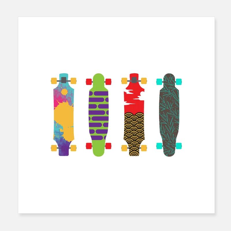 Longboard 4 longboard per il regalo dei longboarder Poster 20x20 cm