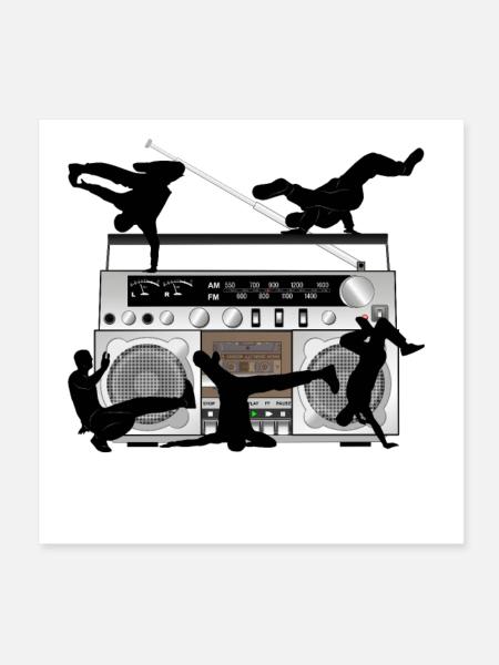 Breakdance & Radio - Poster 20x20 cm - Weiß