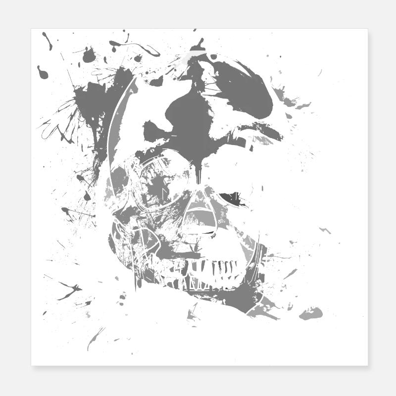 Totenkopf Farbkleckse - Poster 20x20 cm - Weiß
