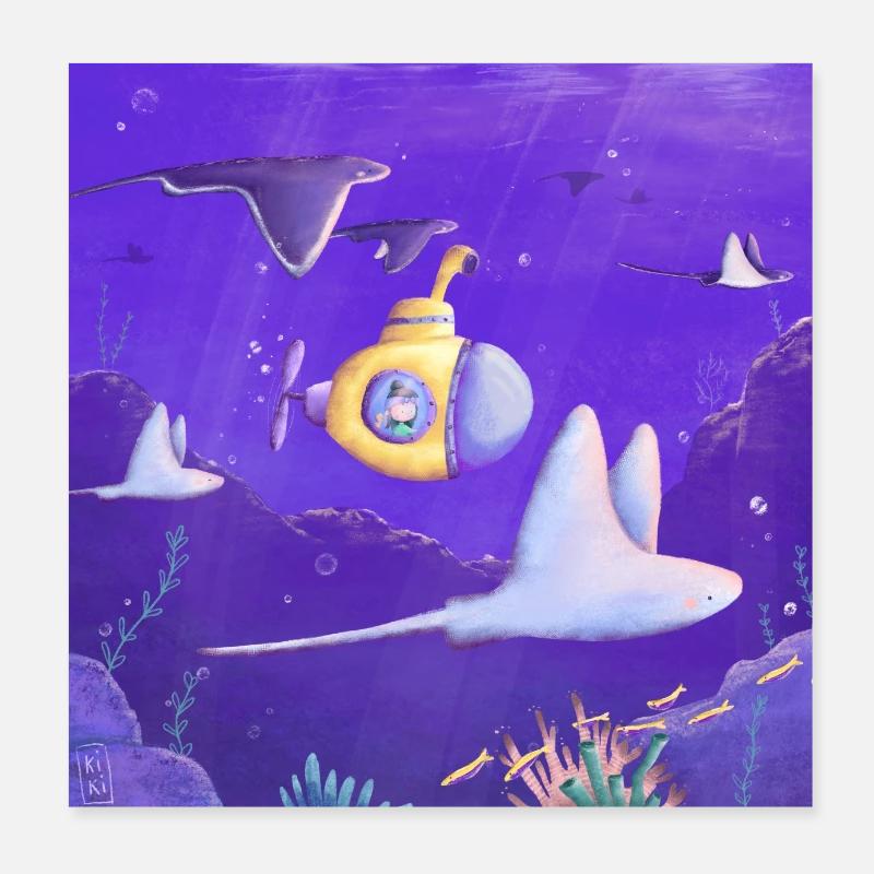 Explorateur marin Poster 20 x 20 cm