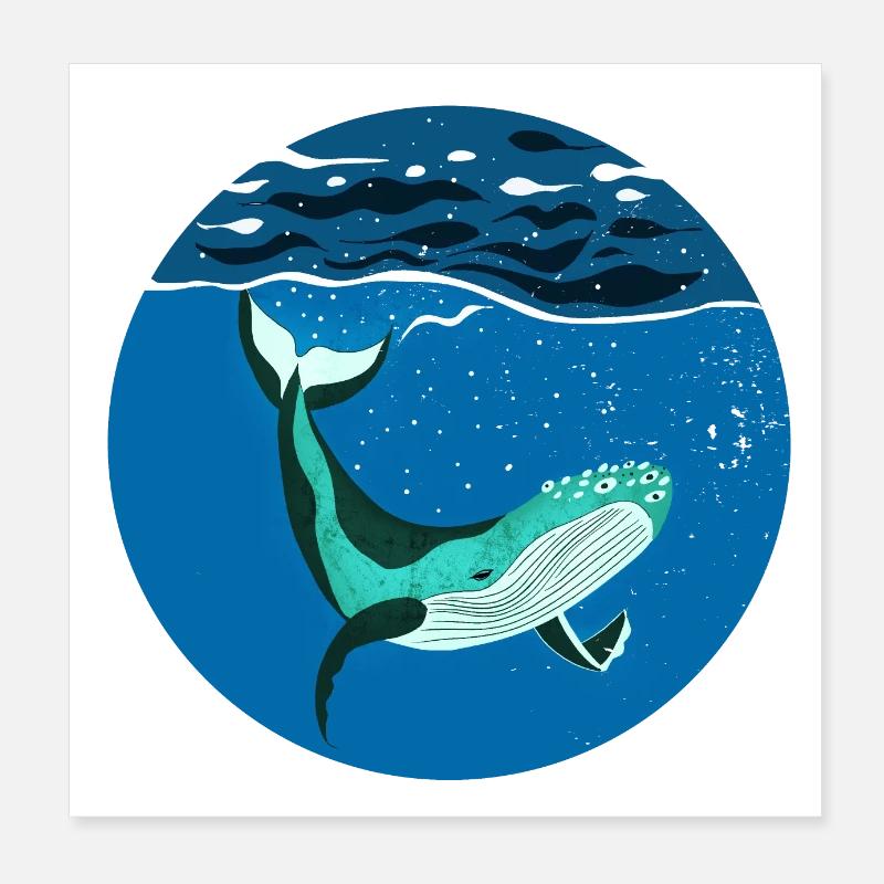 Humpback I Buckelwal unter Wasser Poster 20x20 cm