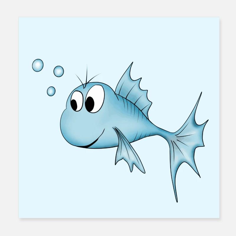 Poisson mignon - Poster 20 x 20 cm - blanc