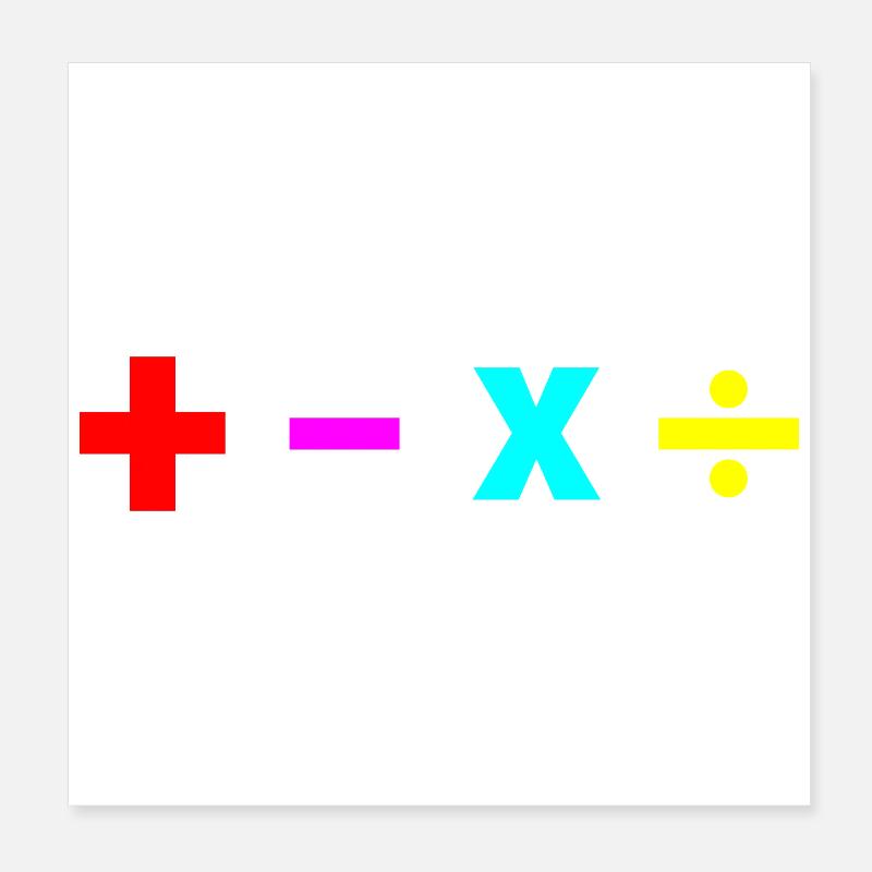 Math + - × ÷ plus moins multiplier le poison de division Poster 20 x 20 cm