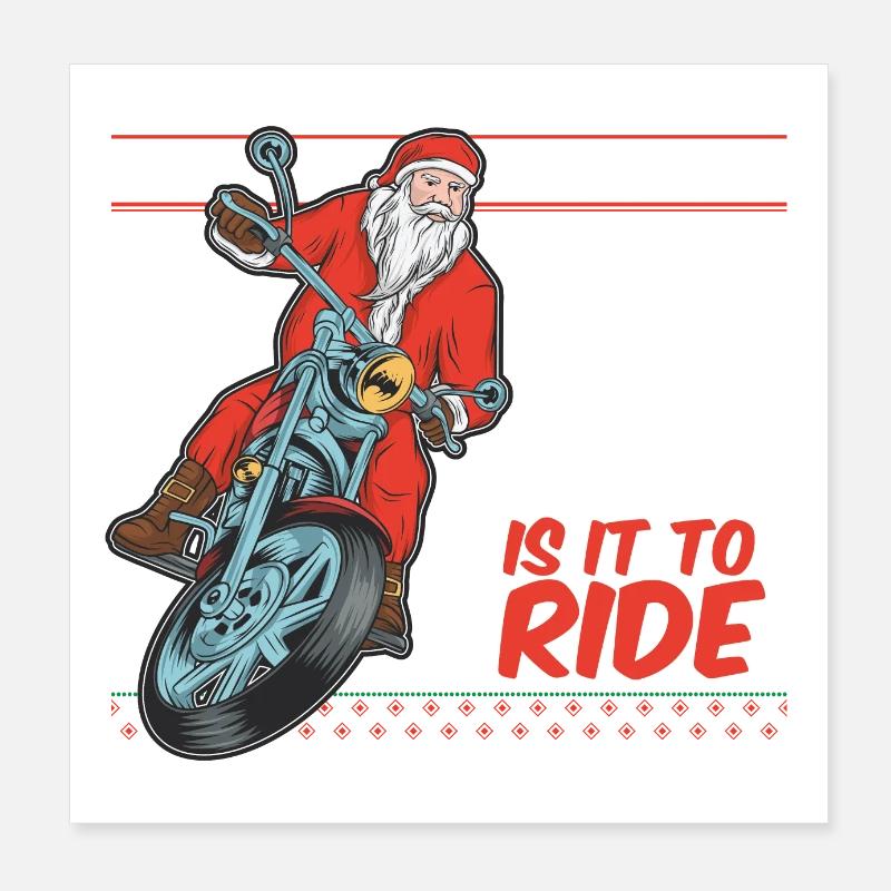 Motorrad Santa für Motorradfans Geschenkidee 🎅🏼 Poster 20x20 cm