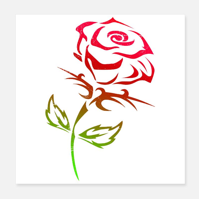 Tribal tattoo rose lover gift idea Poster 8" x 8" (20x20 cm)