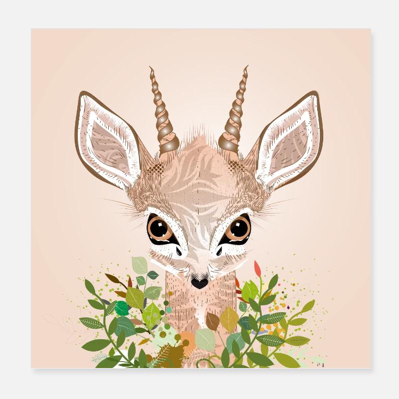 Dwarf antelope Dikdik with big eyes Poster 8" x 8" (20x20 cm)