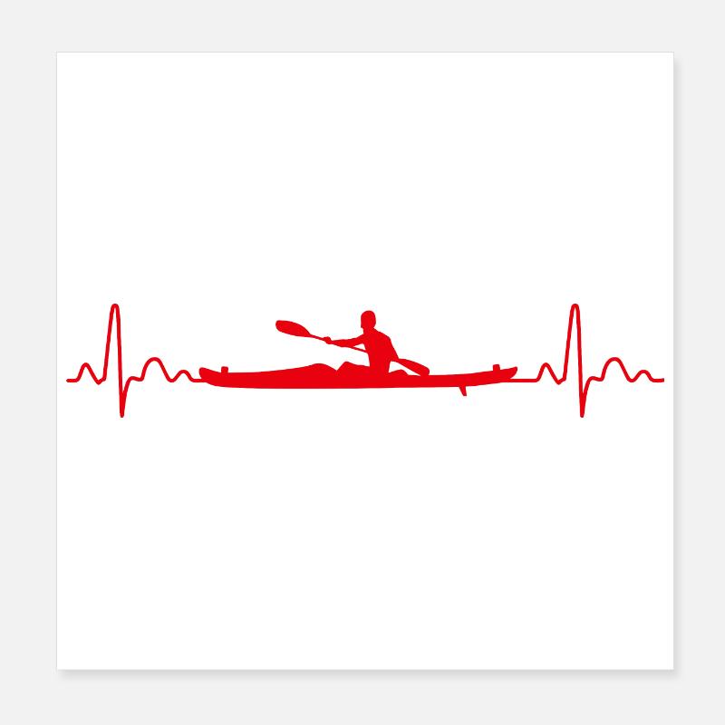 Heartbeat Kayakfahren Lustige Geschenkidee Poster 20x20 cm