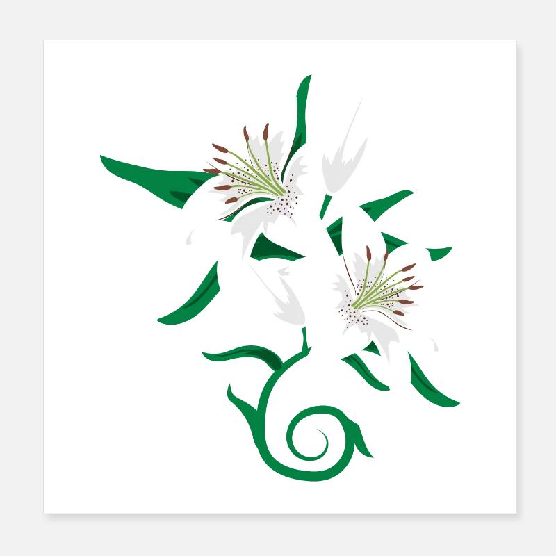 Lilienblüten Tattoo Geschenkidee Poster 20x20 cm