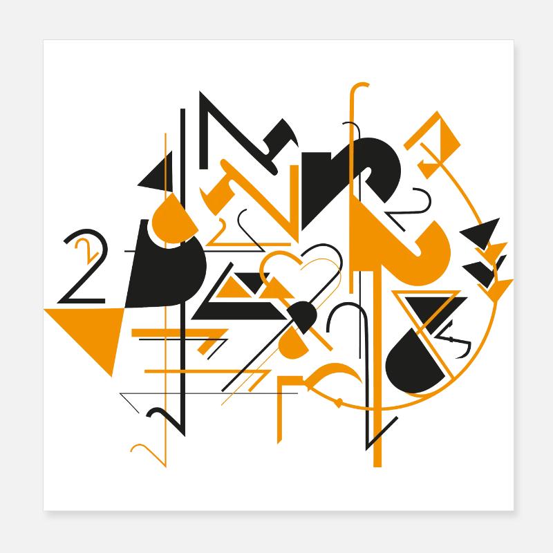 Art abstrait - numéro 2 - noir et orange Poster 20 x 20 cm