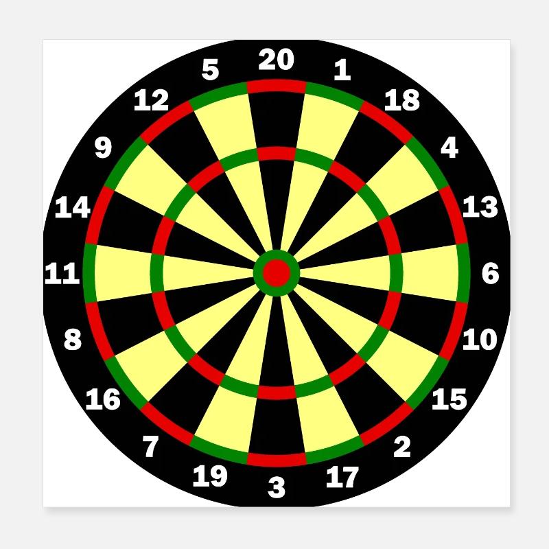 Dartscheibe Vorlage - Dart Spieler Poster 20x20 cm