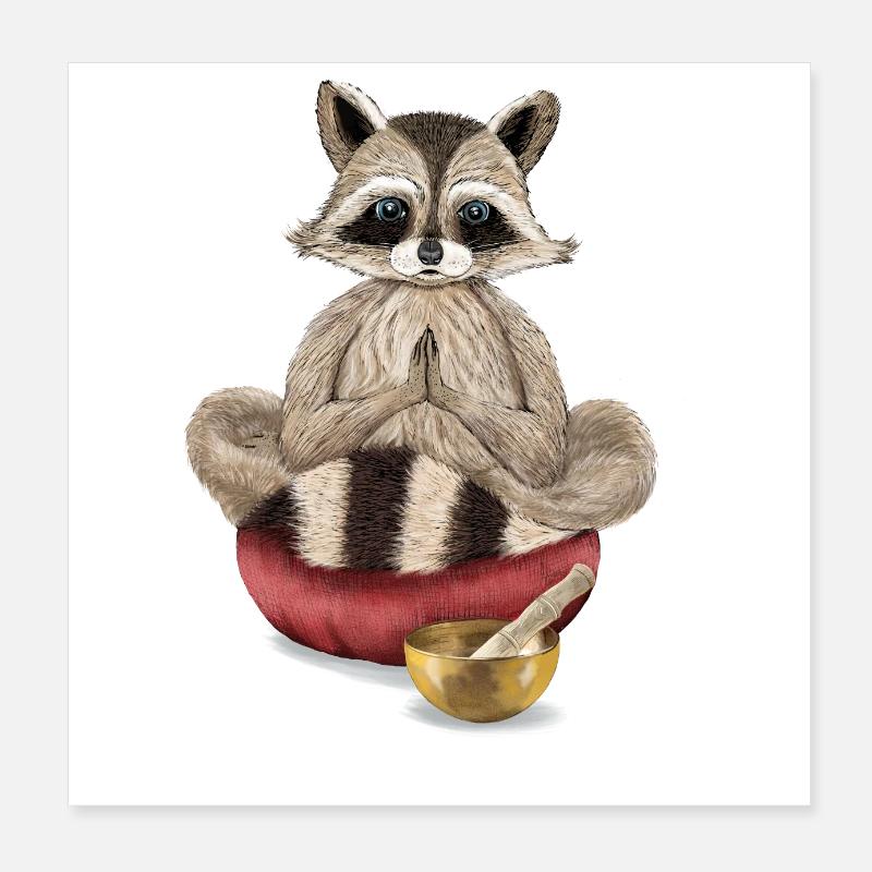 Waschbär, der meditiert Poster 20x20 cm