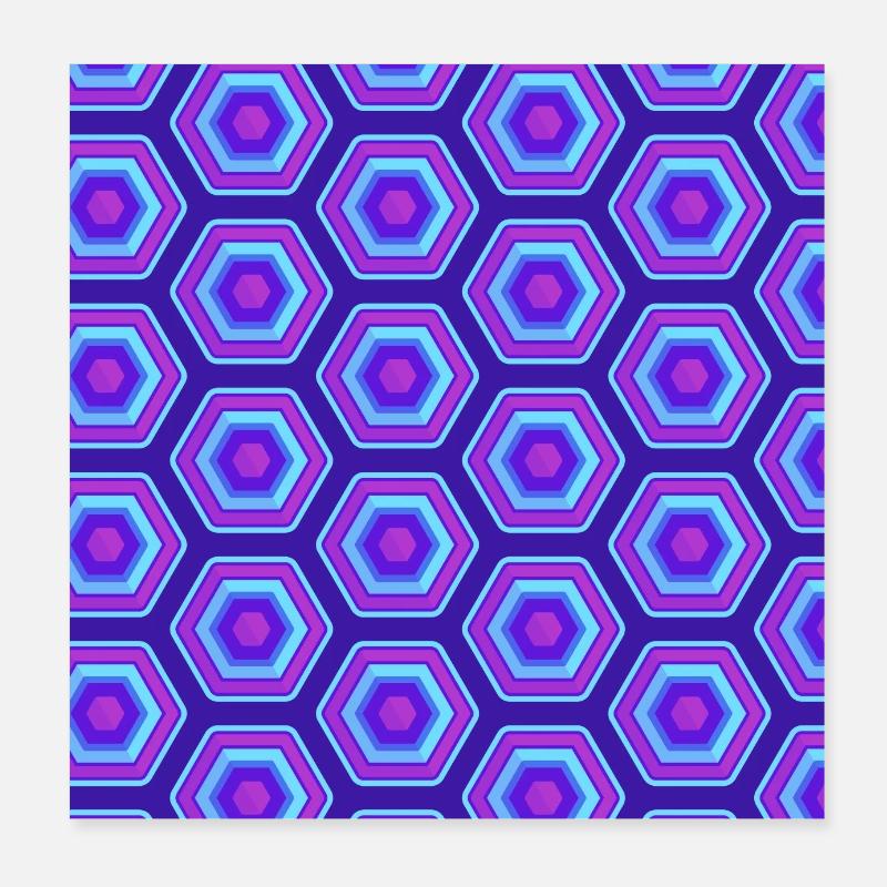 Kontrollera mönster rosa rosa blå rutig neon Poster 20x20 cm