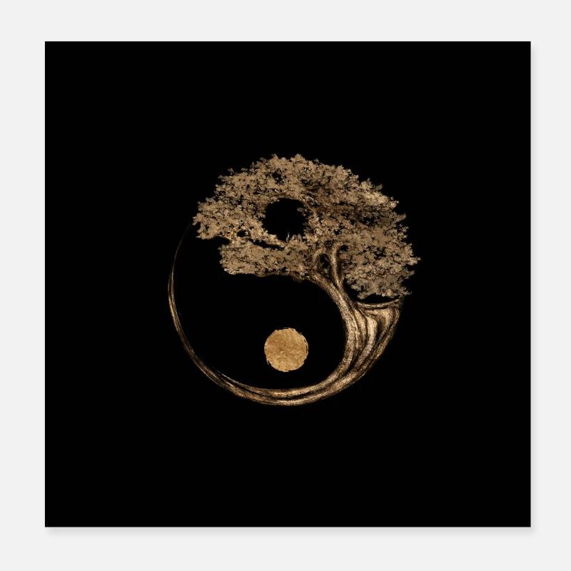 Yin Yang Baum Poster 20x20 cm