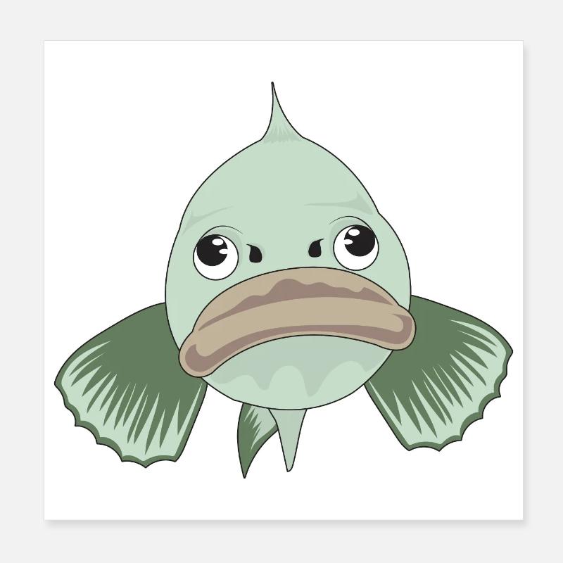 Grumpy Fish Emotion Aquarium Idée cadeau drôle Poster 20 x 20 cm