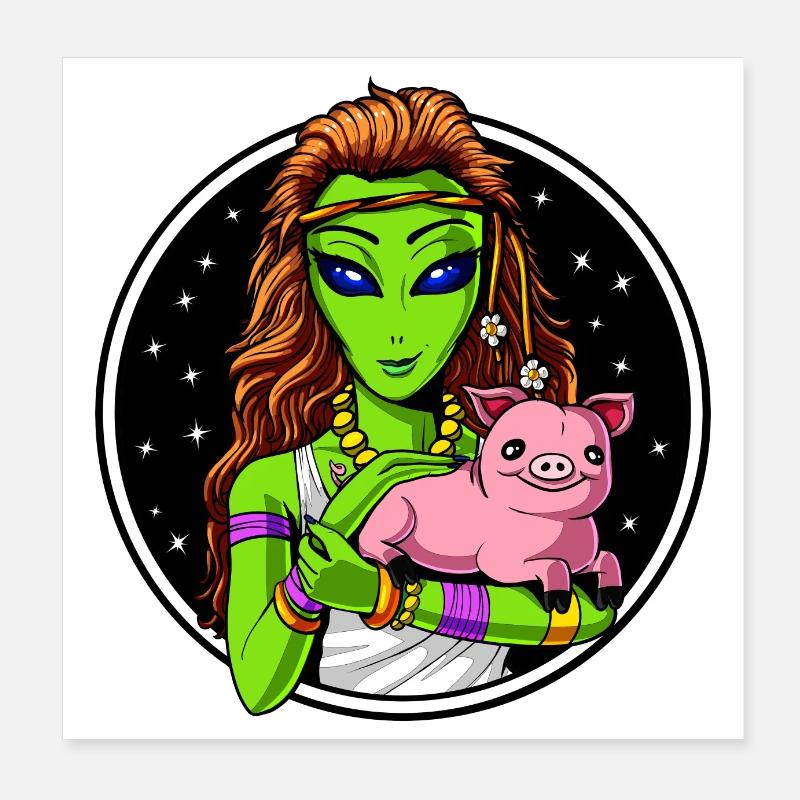 Alien Vegan Poster 20x20 cm