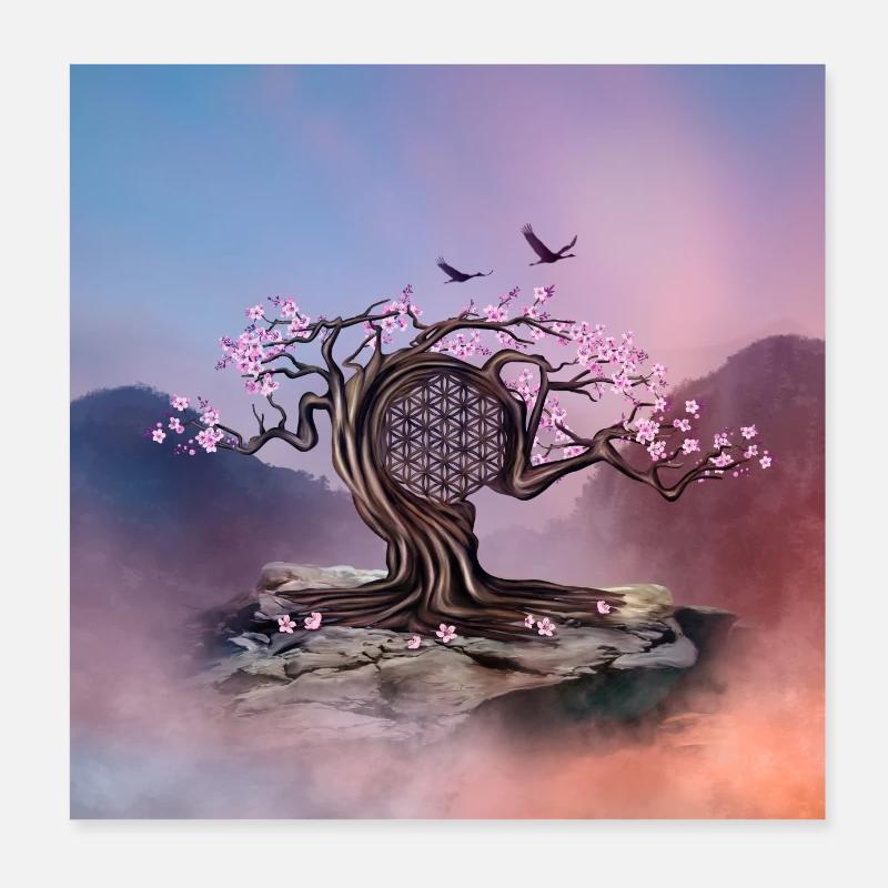 Blühende Blume des Lebensbaums Poster 20x20 cm