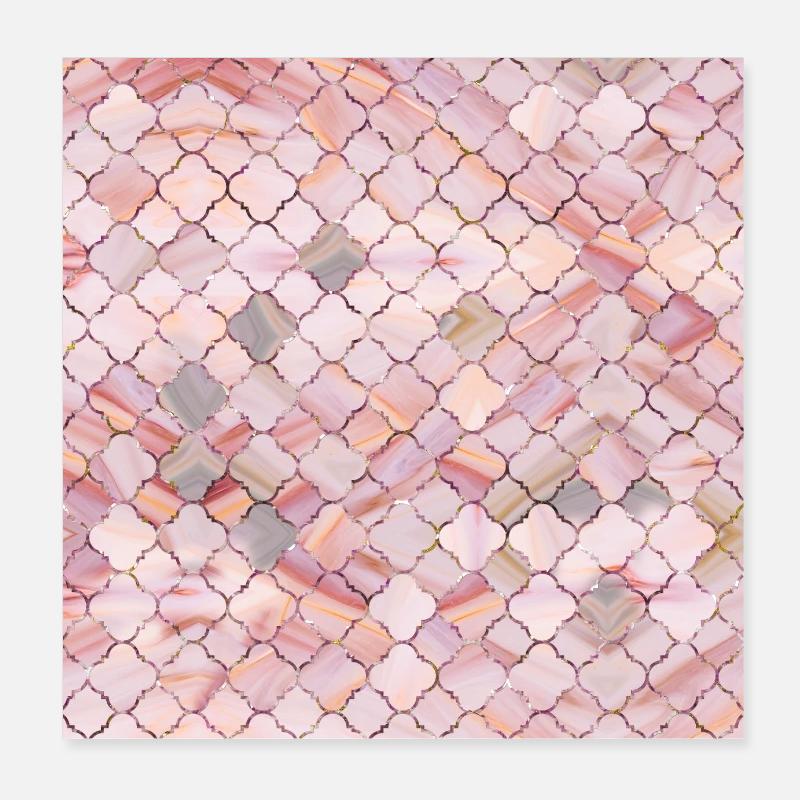 Moroccan Pattern in Marble and quartz Poster 8" x 8" (20x20 cm)