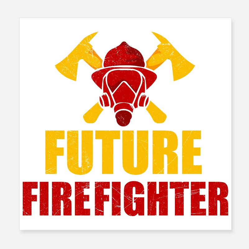 Pompier Future idée cadeau bébé pompier Poster 20 x 20 cm