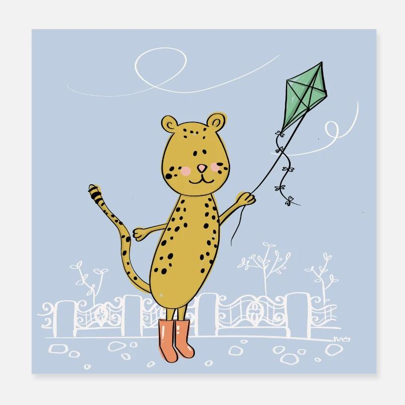 guépard - Poster 20 x 20 cm - blanc